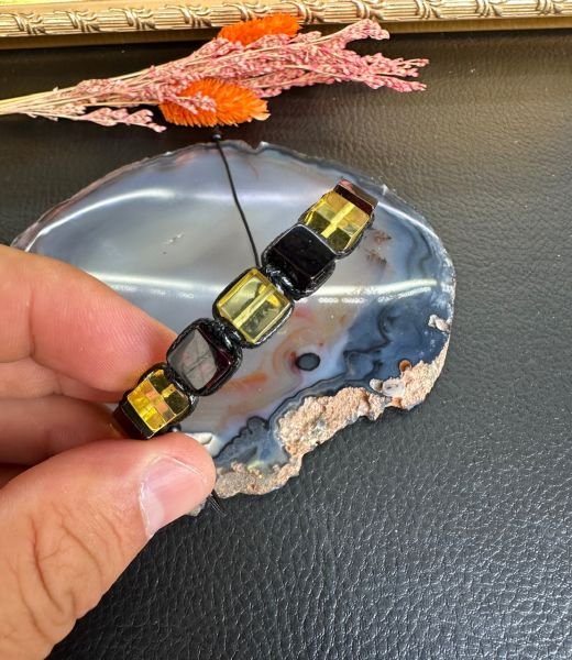 Makrome Örgü Damla Kehribar Bileklik