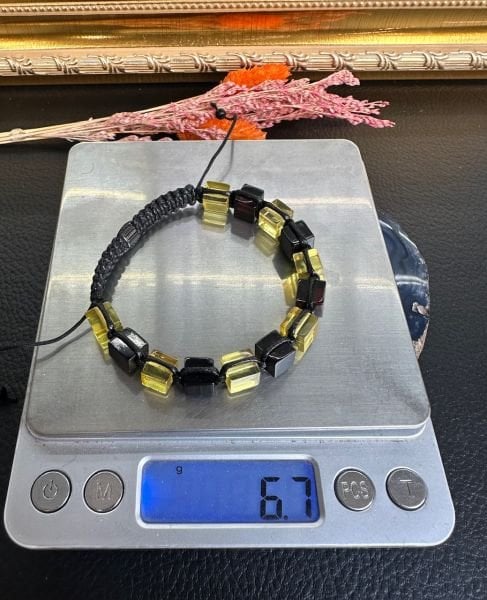 Makrome Örgü Damla Kehribar Bileklik