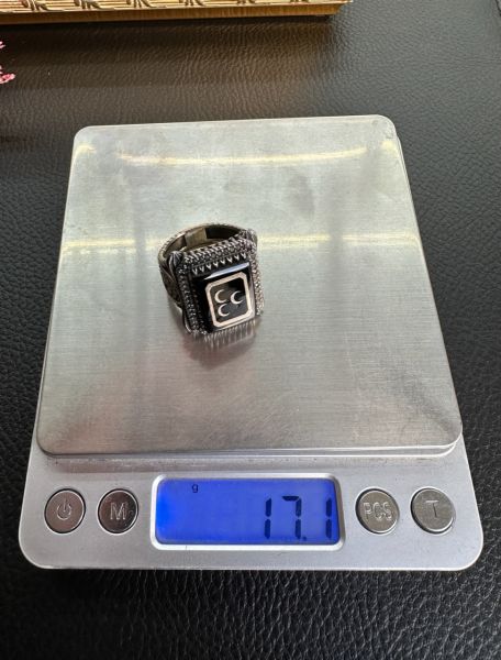 Oltu Taşı Özel Tasarım Üç Hilal Model 925 Ayar Gümüş Erkek Yüzük