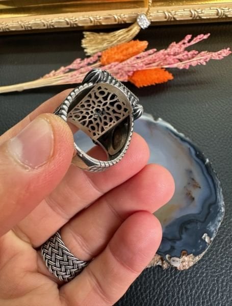 Oltu Taşı Özel Tasarım Zülfikar Model 925 Ayar Gümüş Erkek Yüzük