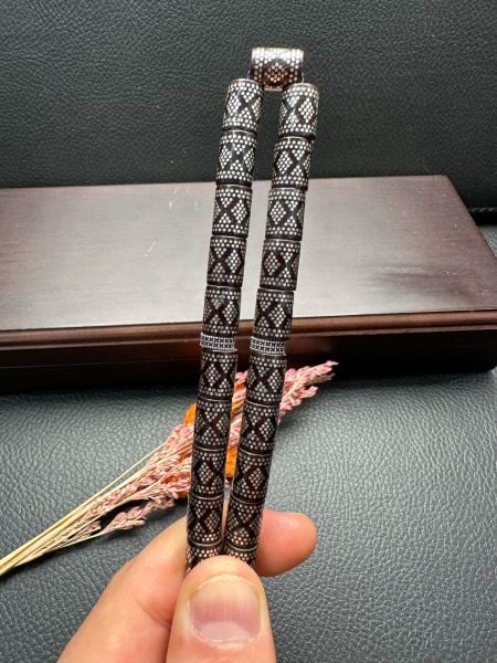 Kesme Model Gümüş İşlemeli Ateş Kehribar Tesbih