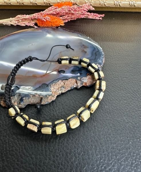 Makrome Örgü Damla Kehribar Bileklik