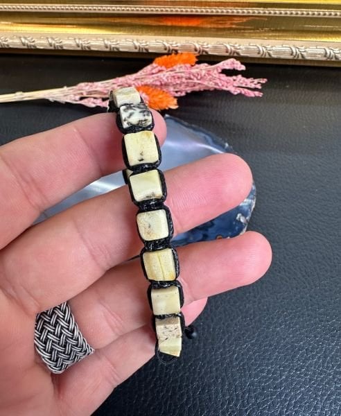 Makrome Örgü Damla Kehribar Bileklik