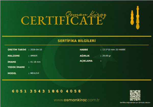 Osman Kiraz Usta İşi Badem Model Kaya Damla Kehribar Tesbih