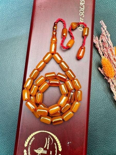 Kapsül Model Tıraşlı Osmanlı Sıkma Kehribar Tesbih