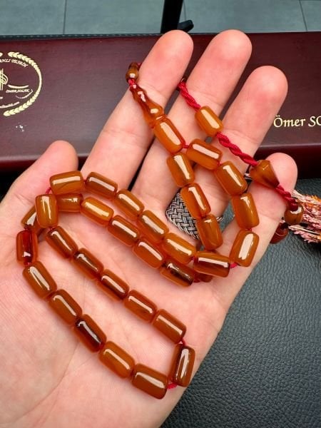 Kapsül Model Tıraşlı Osmanlı Sıkma Kehribar Tesbih