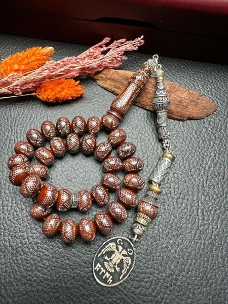 Basık Model Gümüş İşlemeli Kuka Tesbih