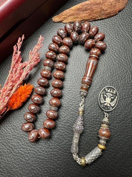 Basık Model Gümüş İşlemeli Kuka Tesbih