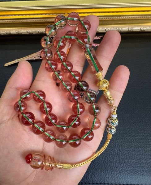 Yakup Kara Küre Model Şeffaf Ateş Kehribar Tesbih