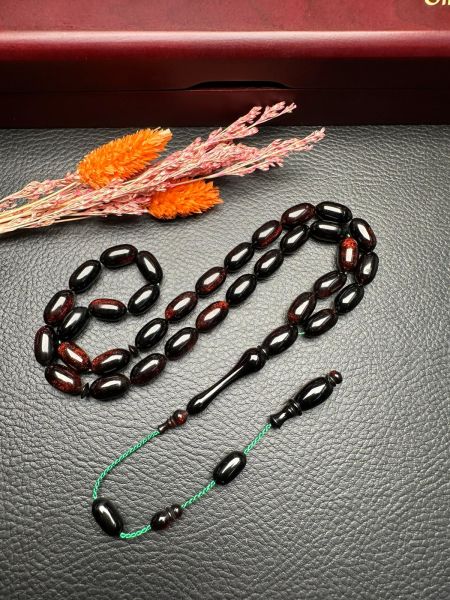 Kapsül Model  Simli Sıkma Kehribar Tesbih