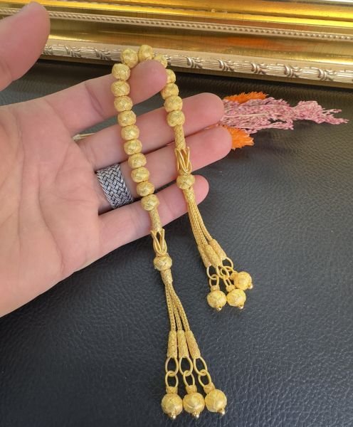 Zaza Model Altın Yaldız Gümüş Kazaz Tesbih