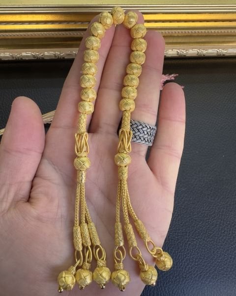 Zaza Model Altın Yaldız Gümüş Kazaz Tesbih