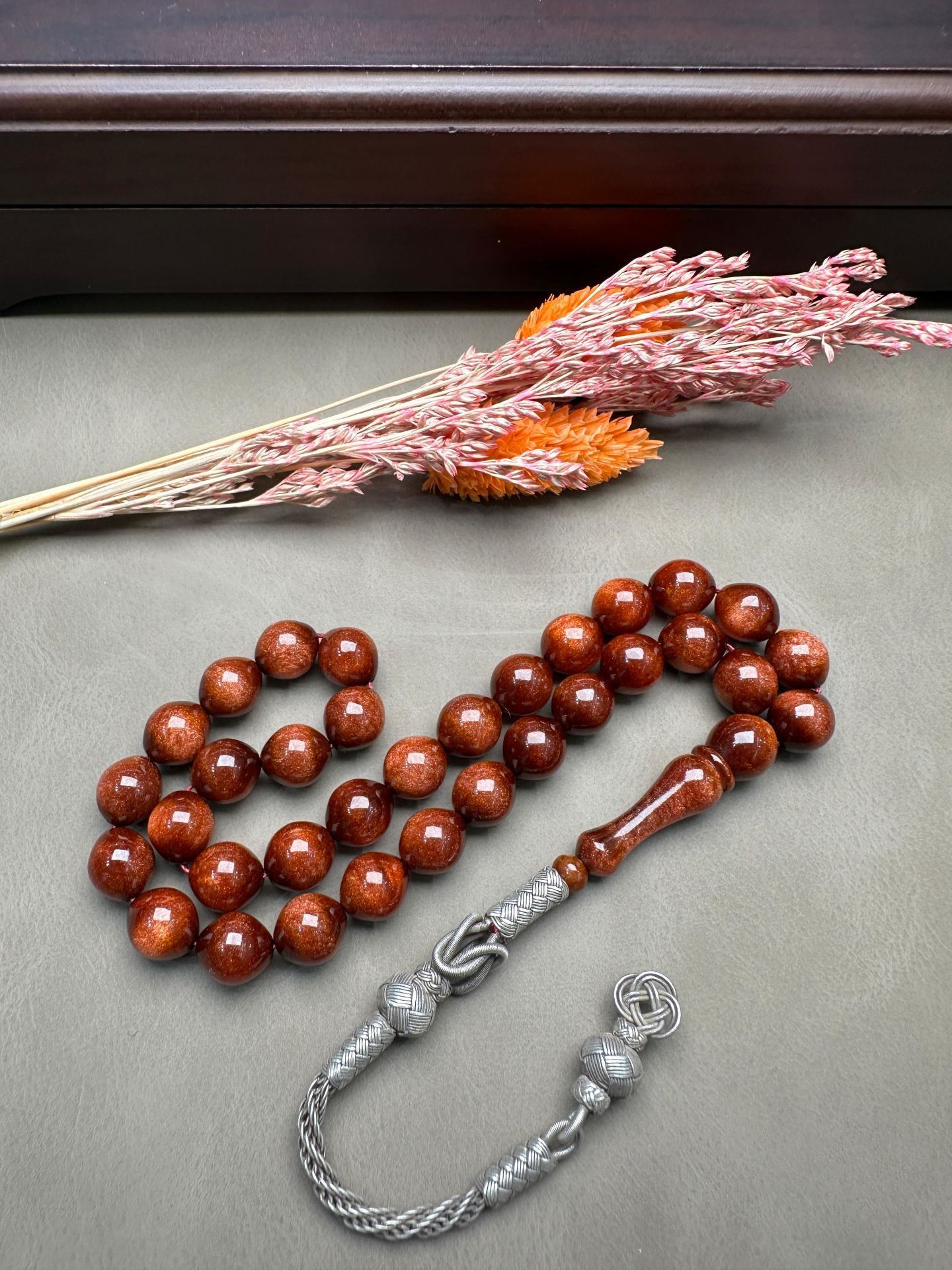 Uçlu Küre Model Oryantel Simli Eski Katalin Tesbih