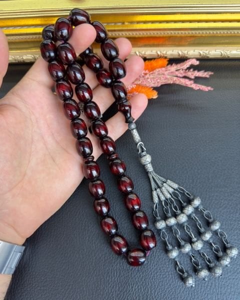 Kapsül Model Jumbo Boy Sürmeli Sıkma Kehribar Tesbih