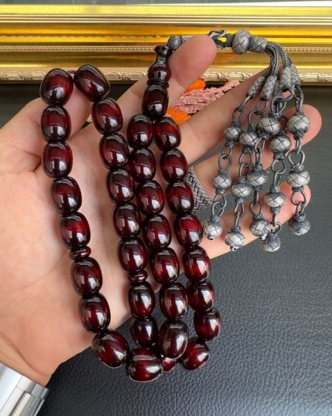 Kapsül Model Jumbo Boy Sürmeli Sıkma Kehribar Tesbih