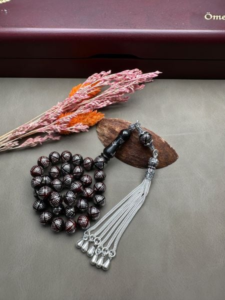 Küre Model Gümüş  İşlemeli Kuka Tesbih