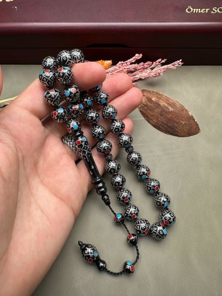 Damla Model Gümüş ve Mine İşlemeli Kınalı Kuka Tesbih