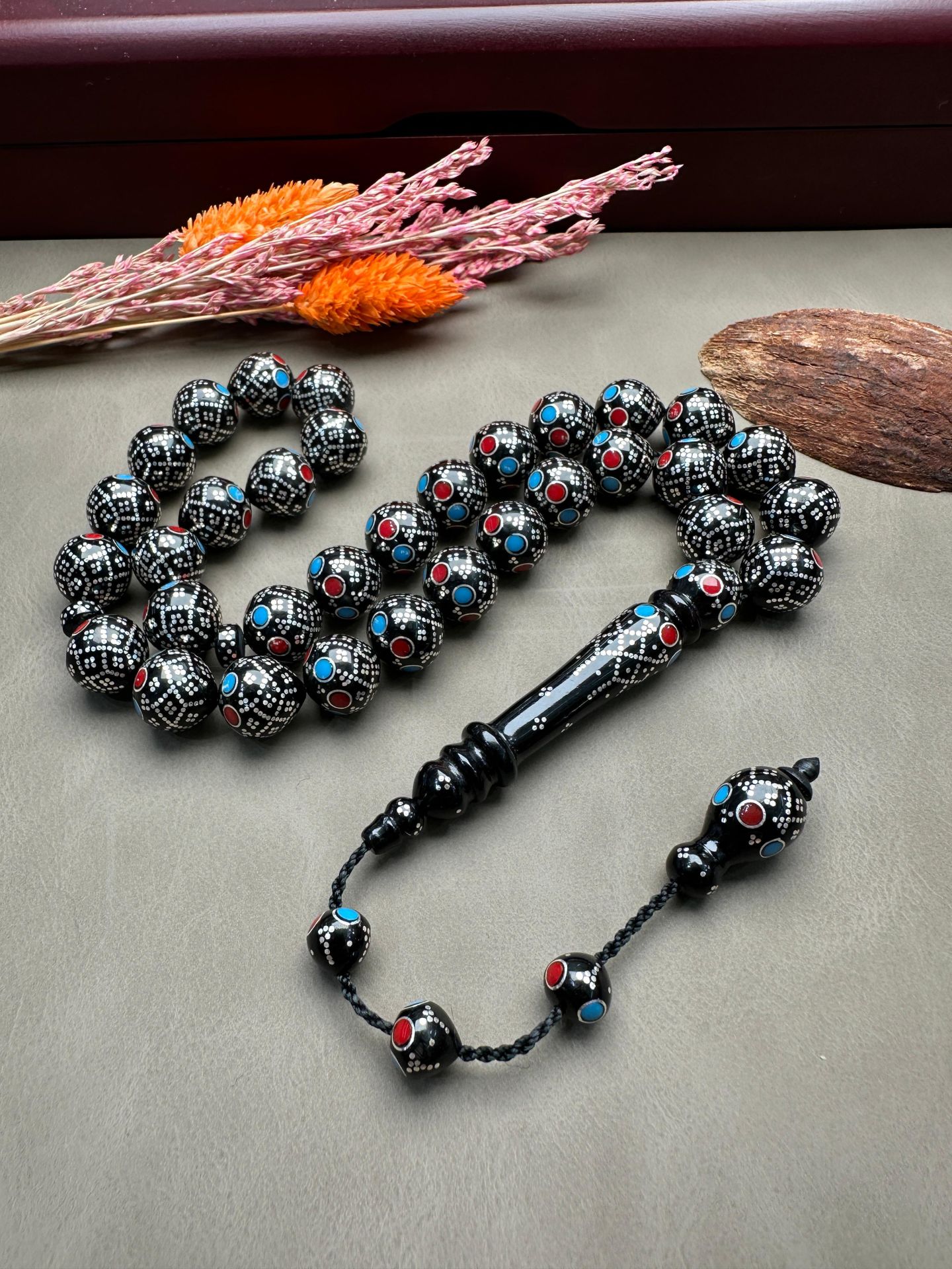 Damla Model Gümüş ve Mine İşlemeli Kınalı Kuka Tesbih