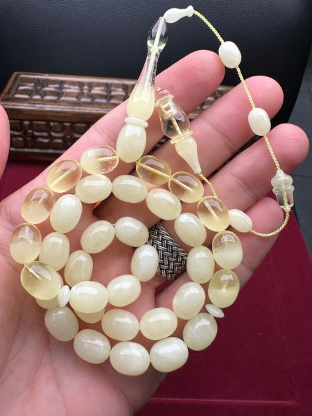 Usta İşçilikli Tek Kaya Damla Kehribar Tesbih