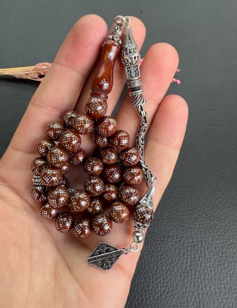 Küre Model Gümüş İşlemeli Kuka Tesbih