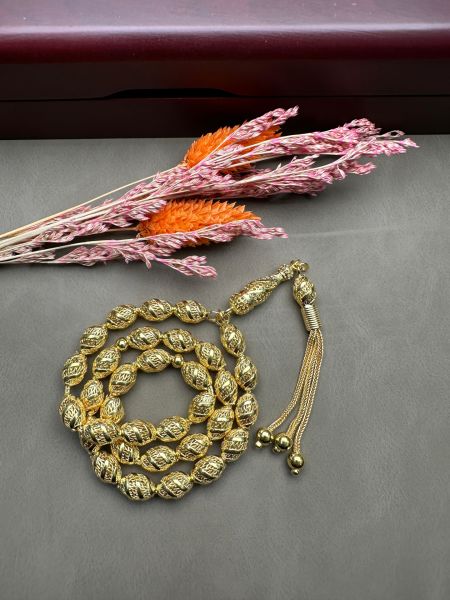Beyzi Model Altın Yaldız Kaplama Fizyon Gümüş Tesbih
