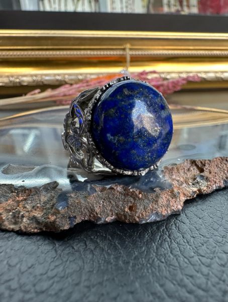Özel Tasarım El İşçiliği Lapis Lazuli 925 Ayar Gümüş Erkek Yüzük