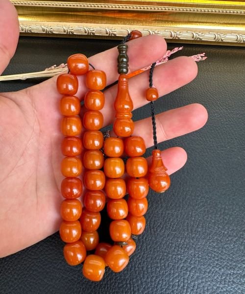 Basık Model Sıkma Kehribar Tesbih