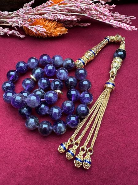 Küre Model Ametist Doğal Taş Tesbih