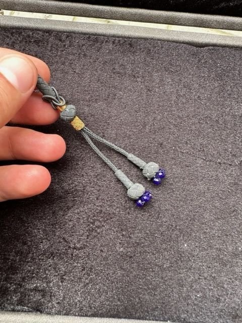 Lacivert Renk Taşlı Çiftli Model Kazaz Püskül