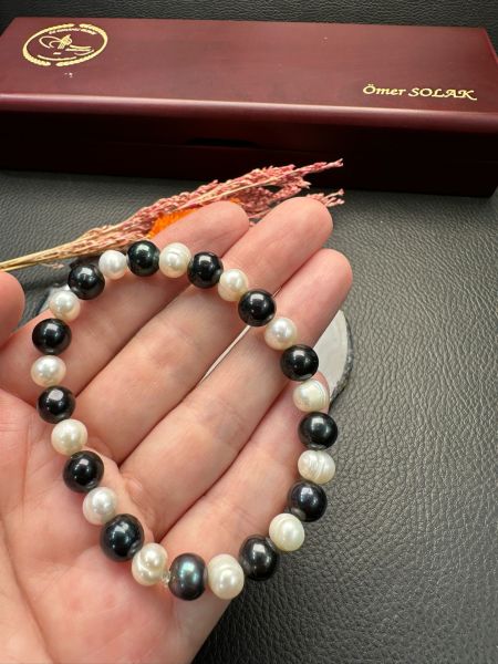 Siyah İnci Dizayn Doğal Taş Bileklik