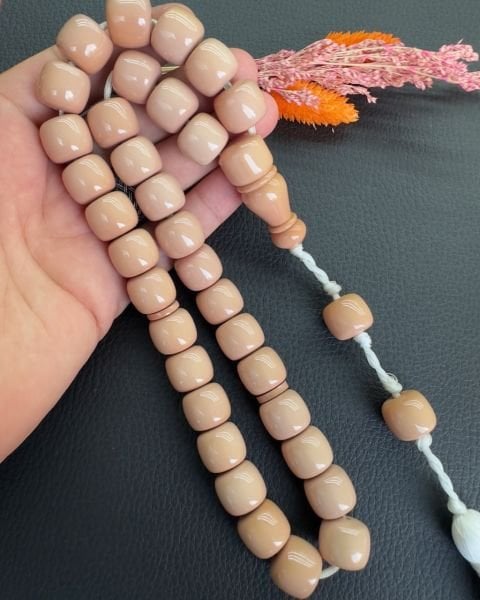 Basık Model Bej Rengi Jumbo Boy Katalin Tesbih