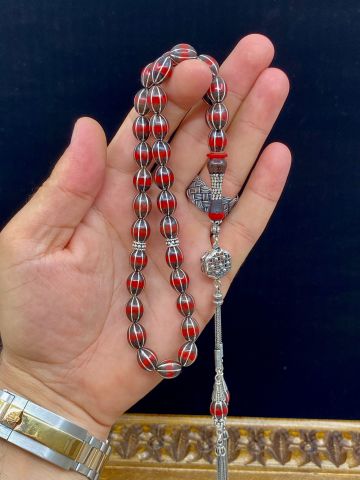 Beyzi Model 925 Ayar Gümüş ve Katalin İşleme Yılan Ağacı Tesbih