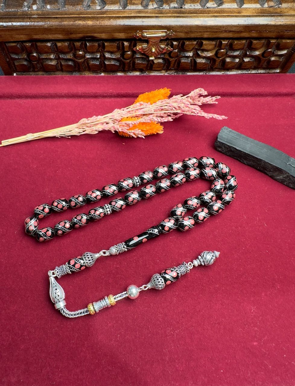 Kapsül Model Gümüş İşlemeli  Erzurum Oltu Tesbih