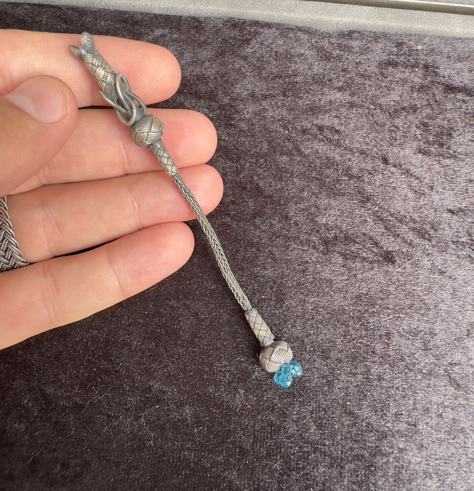 Mavi Renk Taşlı Trabzon Kazaz Püskül