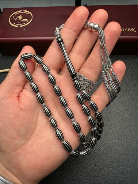 Kapsül Model Gümüş Yarma Erzurum Oltu Taşı Tesbih