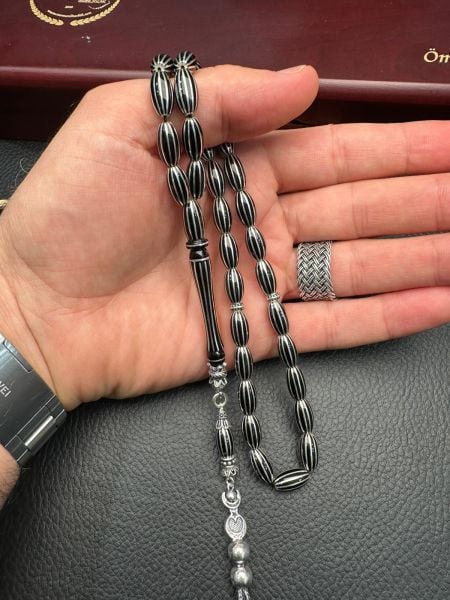 Kapsül Model Gümüş Yarma Erzurum Oltu Taşı Tesbih