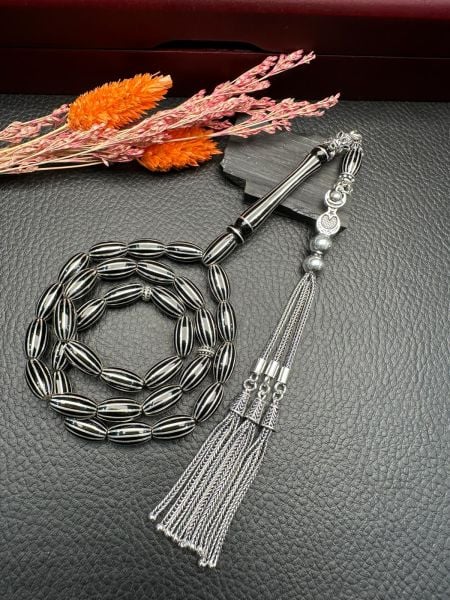 Kapsül Model Gümüş Yarma Erzurum Oltu Taşı Tesbih