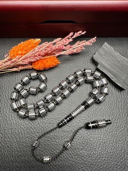 Uçlu Kapsül Model Gümüş Yarma Erzurum Oltu Taşı Tesbih