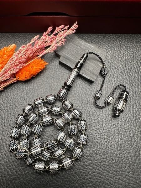 Uçlu Kapsül Model Gümüş Yarma Erzurum Oltu Taşı Tesbih