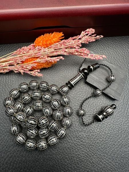 Küre Model Gümüş Yarma Erzurum Oltu Taşı Tesbih