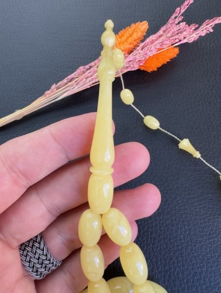 Tek Kaya Ukrayna Usta İşçiliği Damla Kehribar Tesbih