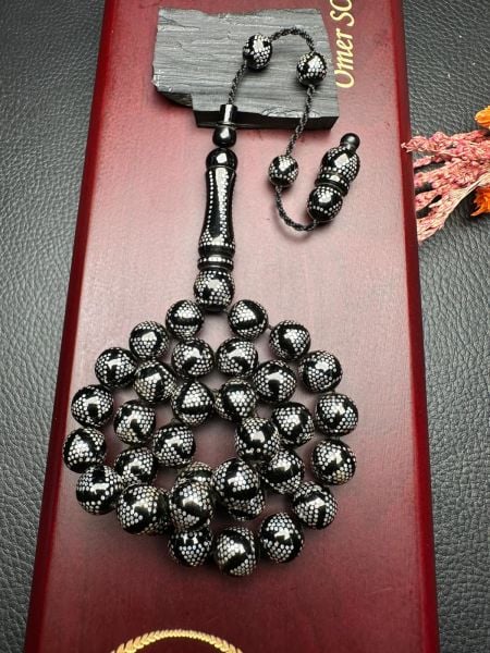 Küre Model Gümüş Yarma Erzurum Oltu Taşı Tesbih