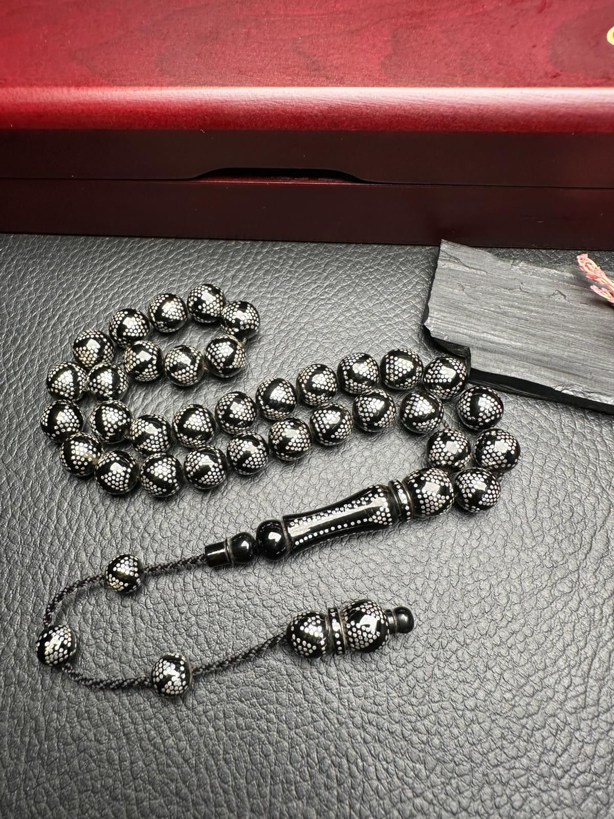 Küre Model Gümüş Yarma Erzurum Oltu Taşı Tesbih