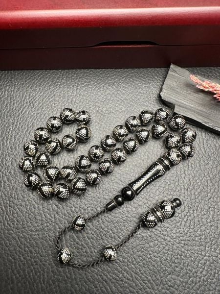 Küre Model Gümüş Yarma Erzurum Oltu Taşı Tesbih