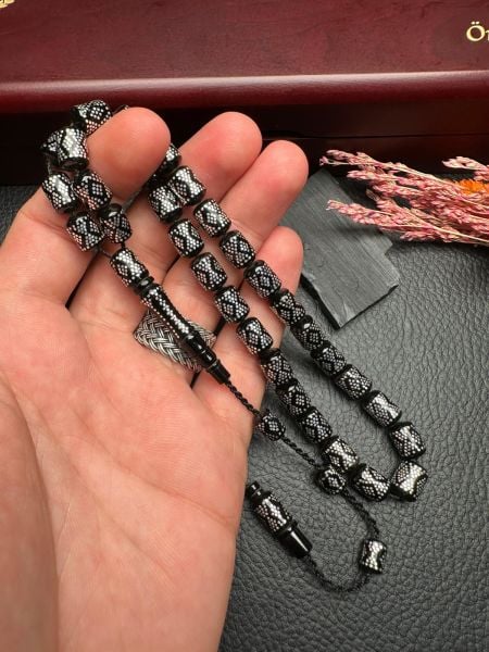 Kapsül Model Gümüş Yarma Erzurum Oltu Taşı Tesbih