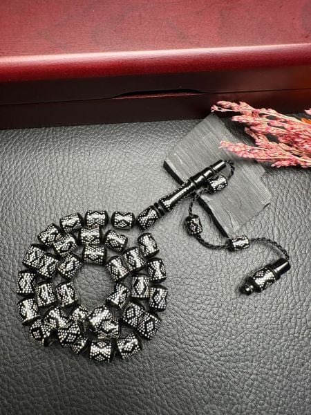 Kapsül Model Gümüş Yarma Erzurum Oltu Taşı Tesbih