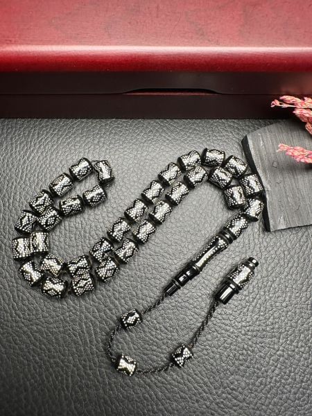 Kapsül Model Gümüş Yarma Erzurum Oltu Taşı Tesbih