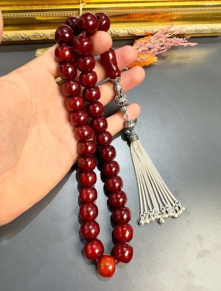 Basık Model Eski Osmanlı Sıkma Kehribar Tesbih