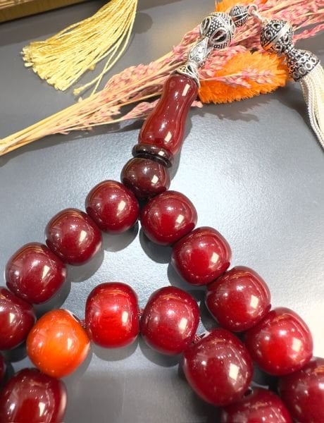 Basık Model Eski Osmanlı Sıkma Kehribar Tesbih