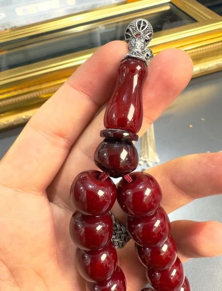 Basık Model Eski Osmanlı Sıkma Kehribar Tesbih